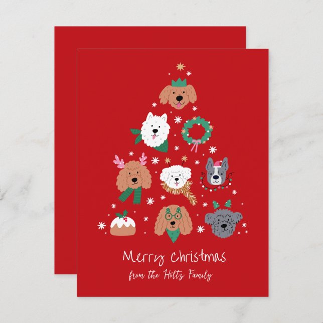 Dog Themed Red Christmas Card (Front/Back)