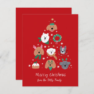 Dog Themed Red Christmas Card