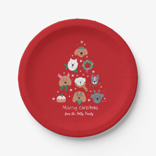 Dog Themed Red Christmas  Paper Plate