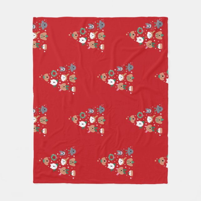 Dog Themed Red Christmas  Pet Fleece Blanket (Front)