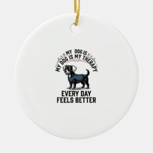 Dog Therapy Shirt Vintage Engraved Dog Lover Gift_ Ceramic Ornament