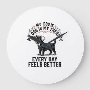 Dog Therapy Shirt Vintage Engraved Dog Lover Gift_ Large Clock