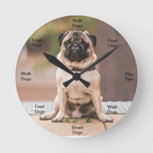 Dog Time Wall Clock Pug