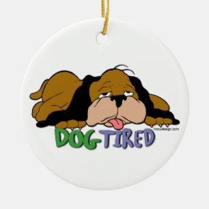 Dog Tired Ceramic Tree Decoration