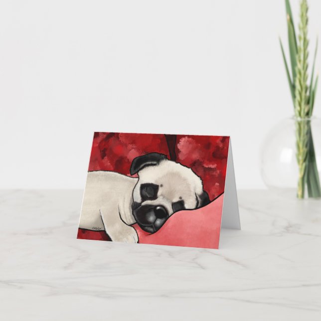 Dog Tired Pug Pup Blank Notecard (Front)