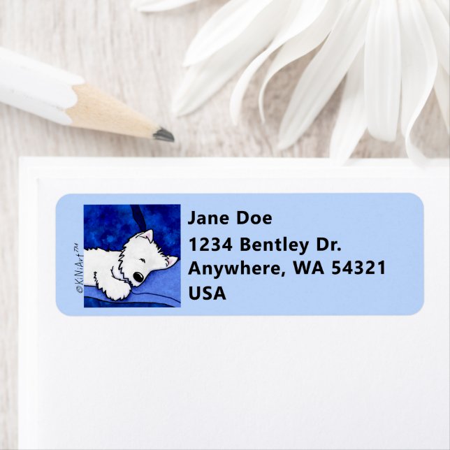 Dog Tired Westie Return Address Label (Insitu)
