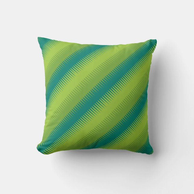 Dog tooth lines greenery green throw pillow (Front)