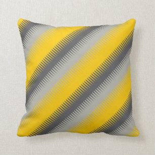 Dog tooth lines yellow grey throw pillow