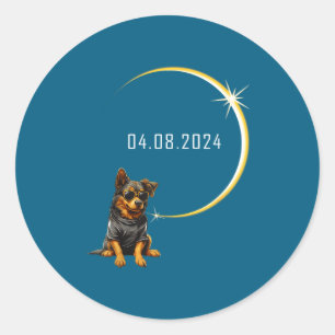 Dog Total Solar Eclipse 2024 Totality Funny Dog Gl Classic Round Sticker