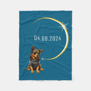Dog Total Solar Eclipse 2024 Totality Funny Dog Gl Fleece Blanket
