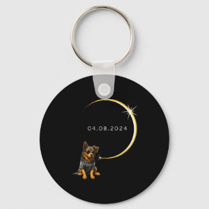 Dog Total Solar Eclipse 2024 Totality Funny Dog Gl Key Ring