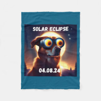 Dog Total Solar Eclipse Glasses Illustration Fleece Blanket