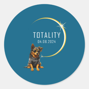 Dog Total Solar Eclipse Totality Classic Round Sticker