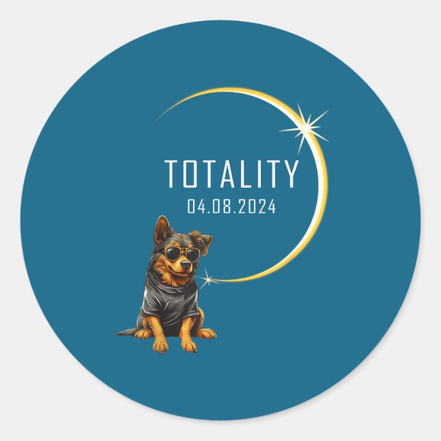 Dog Total Solar Eclipse Totality Classic Round Sticker (Front)