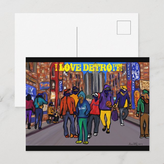 Dog Town City - DETROIT Holiday Postcard (Front/Back)