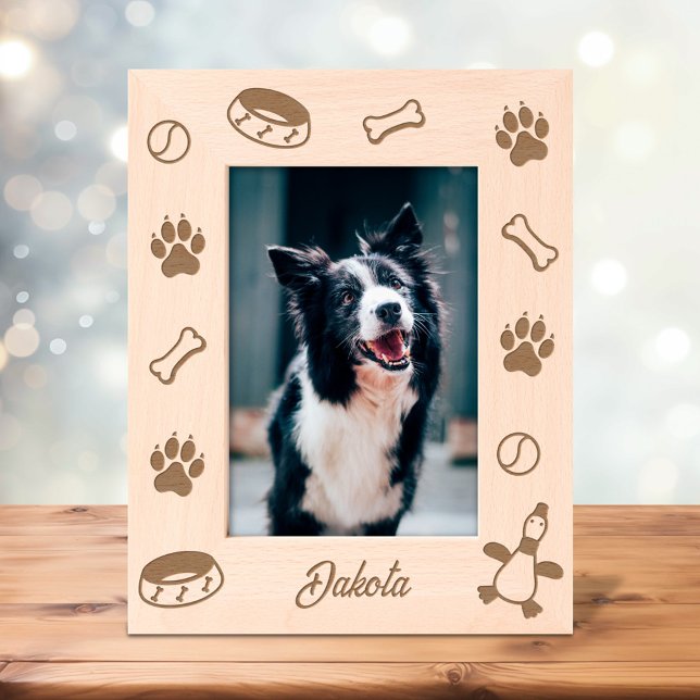 Dog Toys Dish Paw Prints 5x7 Etched Frames (Creator Uploaded)