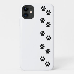 Dog Trails, Pattern With Dog Paws - White Black iPhone 11 Case