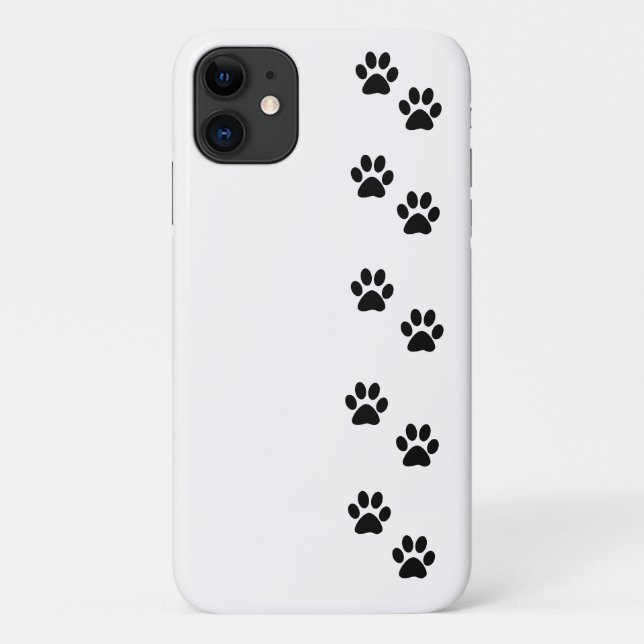 Dog Trails, Pattern With Dog Paws - White Black Case-Mate iPhone Case (Back)