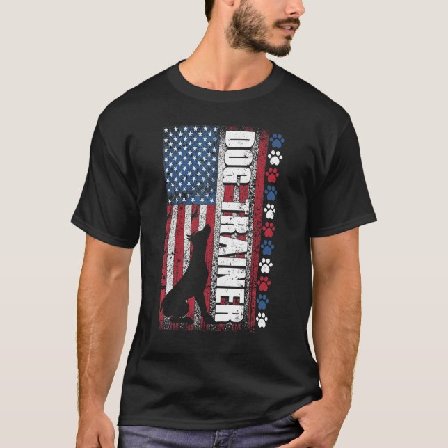Dog Trainer  American Flag Patriotic Dog Trainer T-Shirt (Front)