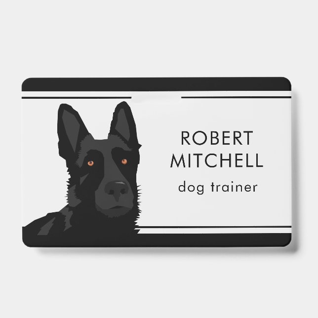 Dog Trainer Black German Shepherd Badge ID Badge (Front)