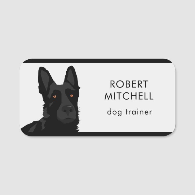 Dog Trainer Black German Shepherd Name Tag (Front)