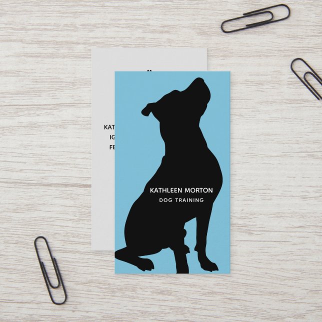 Dog Trainer Black Silhouette Business Card (Front/Back In Situ)