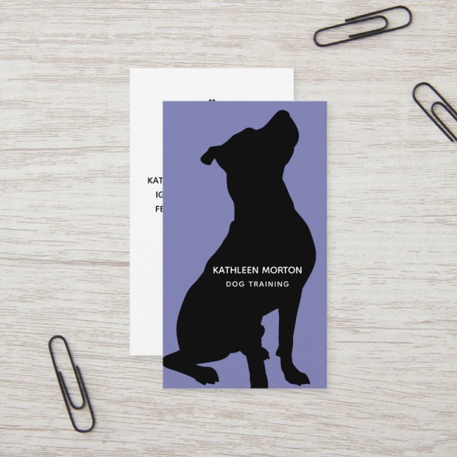 Dog Trainer Black Silhouette Business Card (Front/Back In Situ)