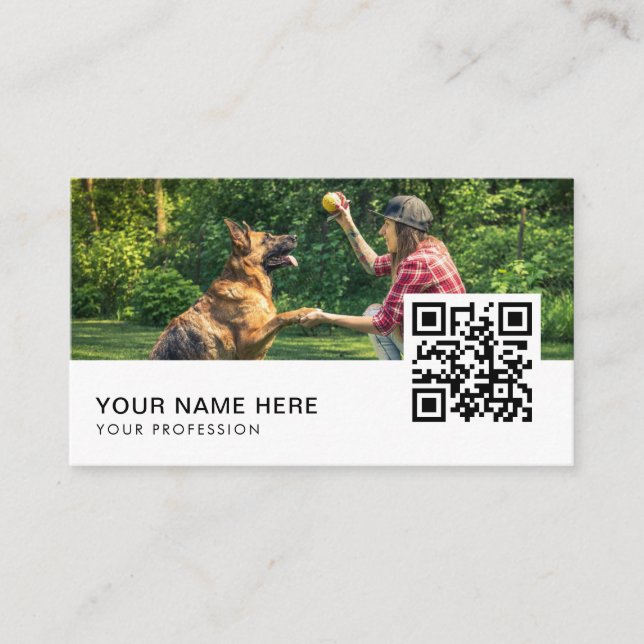 dog trainer business cards QR Code  (Front)