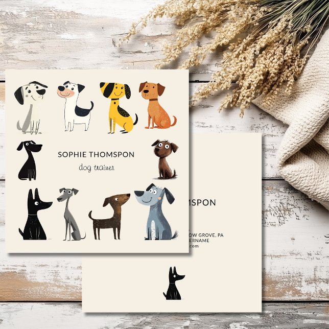Dog trainer cartoon dogs square business card (Creator Uploaded)