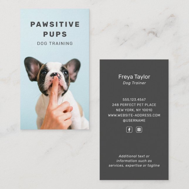 Dog Trainer Cute Puppy Pet Stylish Simple Modern Business Card (Front/Back)