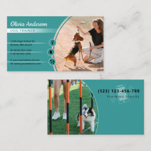 Dog Trainer Dog Training School Aqua Business Card