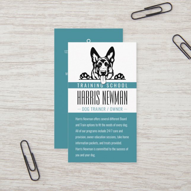 Dog Trainer | Dog Training School Business Card (Front/Back In Situ)