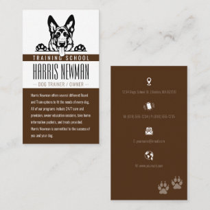 Dog Trainer Dog Training School Deep Brown Business Card