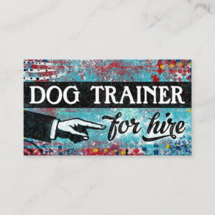 Dog Trainer For Hire Business Cards - Blue Red