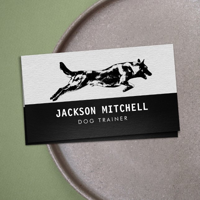 Dog trainer - K9 Trainer Black and white Business Card (Creator Uploaded)