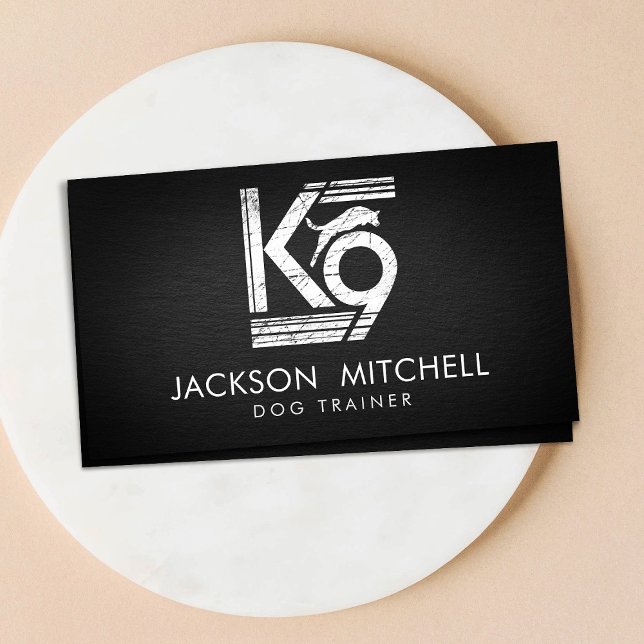 Dog trainer - K9 Trainer Black and white Business Card (Creator Uploaded)