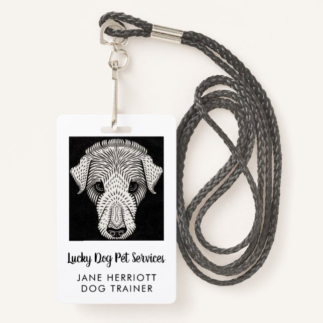 Dog Trainer Pet Services  Badge ID Badge (Front with Lanyard)