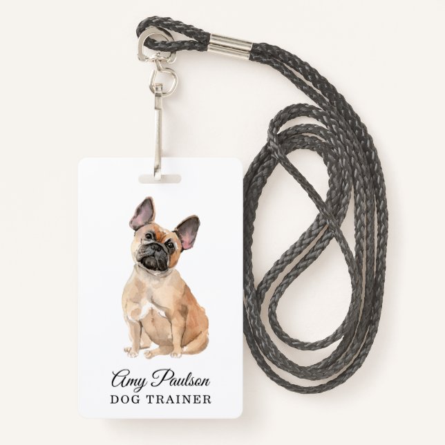 Dog Trainer Pet Services Badge ID Badge (Front with Lanyard)