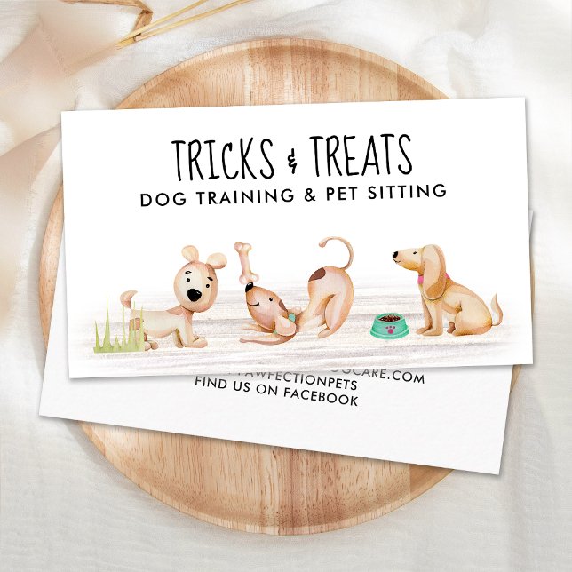 Dog Trainer  Pet Sitter Dog Groomer Watercolor  Business Card (Creator Uploaded)