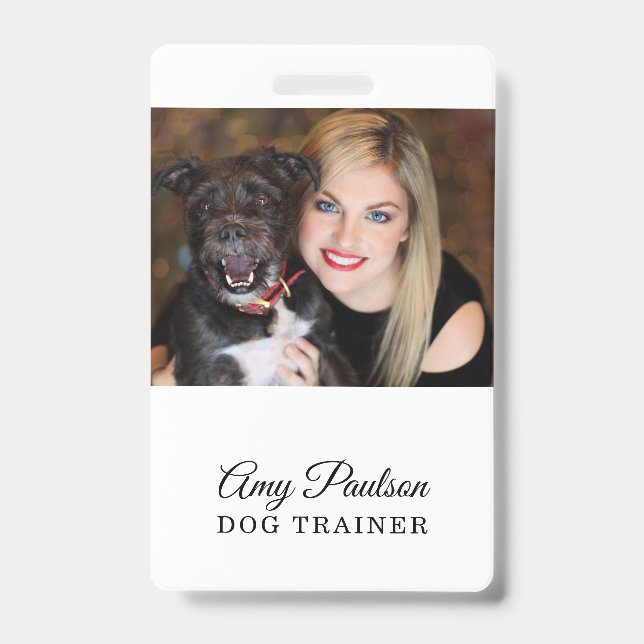 Dog Trainer Photo Pet Services Badge ID Badge (Front)