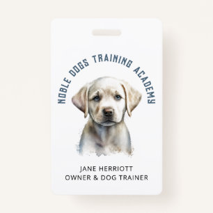 Dog Trainer Puppy Photo QR Code ID Badge