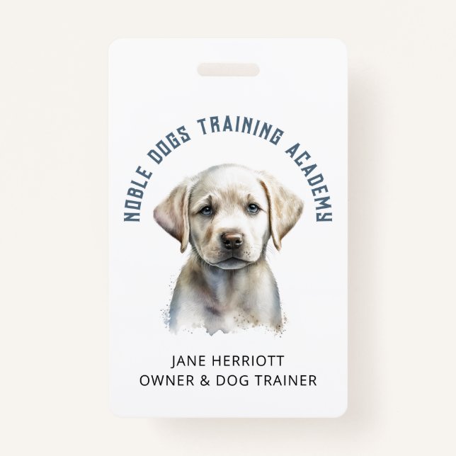 Dog Trainer Puppy Photo QR Code ID Badge (Front)