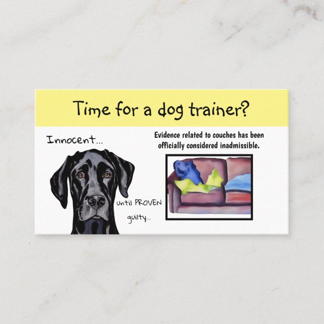 Dog Trainer Whimsical Dog Yellow Highlight Business Card (Front)