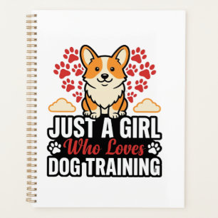 Dog Training Girl Corgi Vintage Vector Shirt Desig Planner