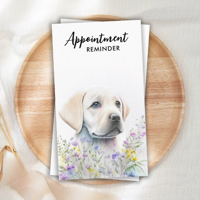 Dog Training Pet Sitter Floral Cute Puppy Labrador Appointment Card (Creator Uploaded)