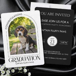 Dog Training School Pet Photo Black Graduation Announcement