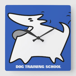 Dog Training School Square Wall Clock