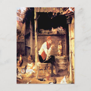 Dog Training Vintage Fine Art Painting Postcard