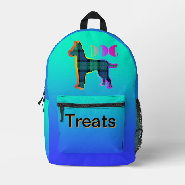DOG Treats Aqua Blue  Printed Backpack (Front)