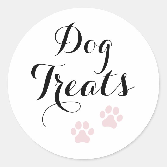 Dog Treats Calligraphy Favour Classic Round Sticke Classic Round Sticker (Front)